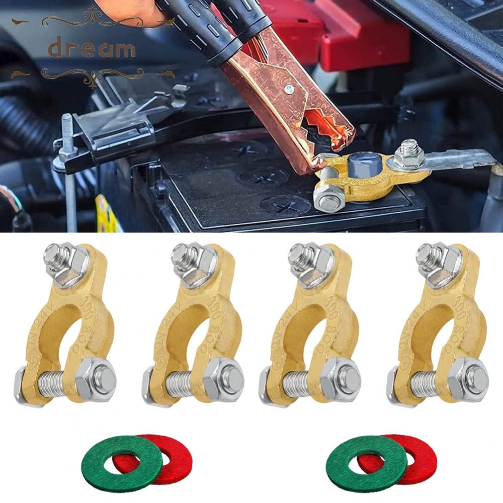 【DREAMLIFE】2 Pairs Of Battery Terminals 12/24 V Battery Poles, Brass Connectors With M8 Bo