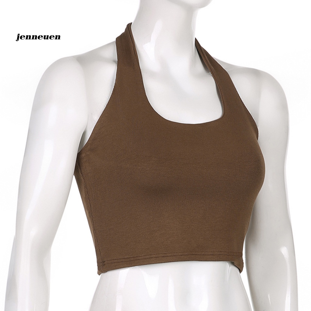 Áo Tank Top Không Tay Cổ Thuyền Hở Lưng Ôm Dáng Thiết Kế Cắt Hở Lưng Thoáng Khí Gợi Cảm Cho Nữ