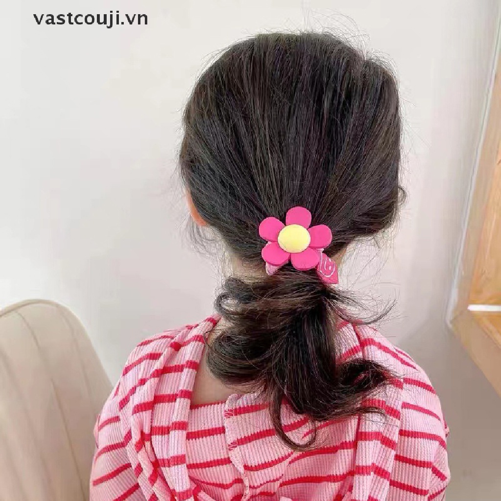 Dây Cột Tóc Co Giãn Họa Tiết Hoa Màu Kẹo Ngọt Xinh Xắn Cho Bé Gái