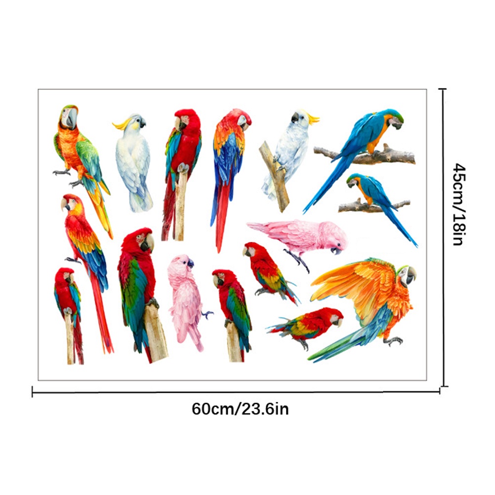 Miếng Dán Tường Hình Vẹt Nhiều Màu Chống Va Chạm