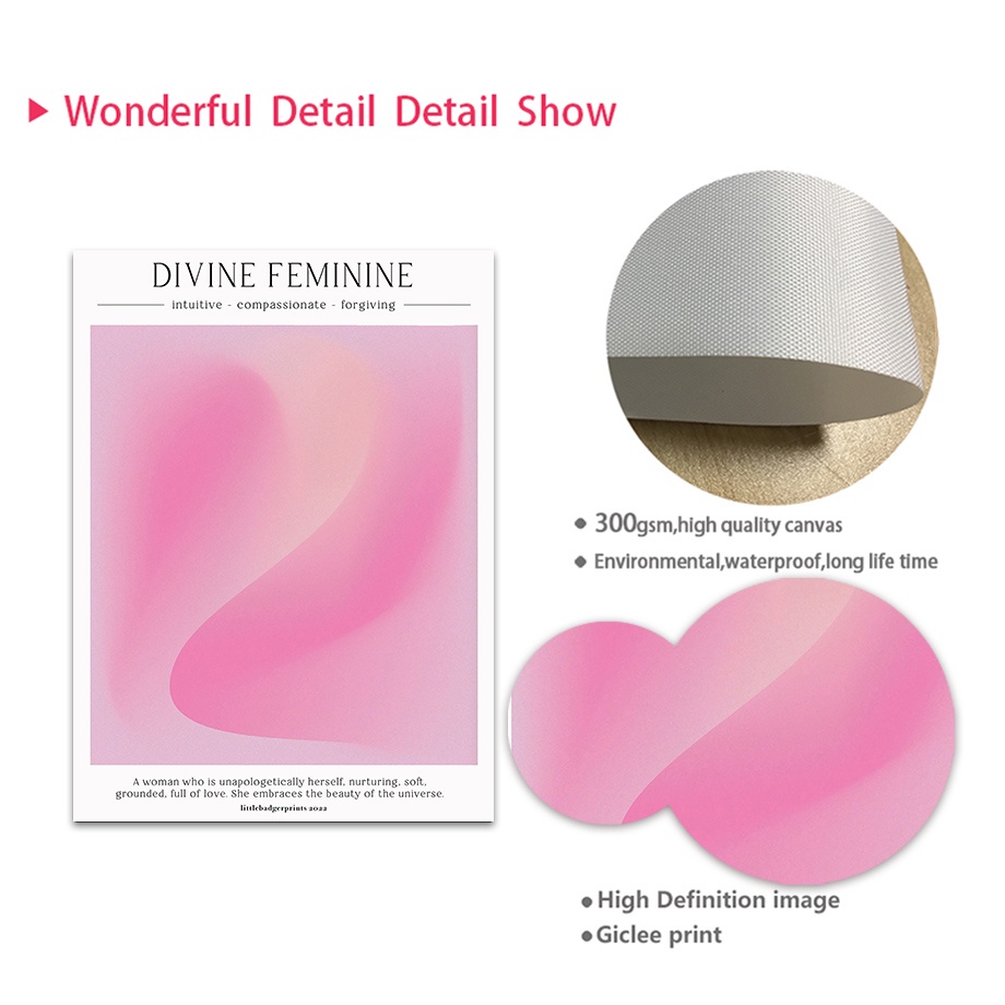 Tranh Vải Bạt Treo Tường In Hình Thiên Thần & Bướm & Chữ Số Màu Hồng Trang Trí Phòng Khách