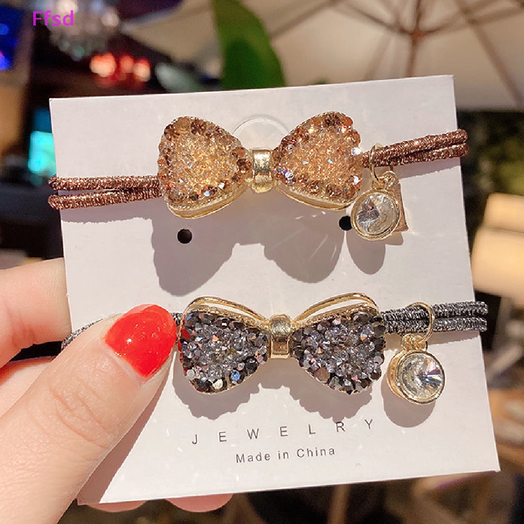 Dây Buộc Tóc Cao Su Co Giãn Đính Đá Pha Lê Lấp Lánh Thời Trang Cho Nữ