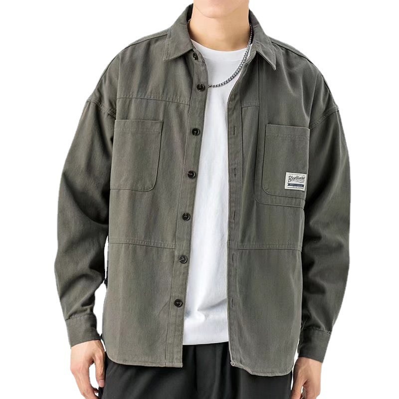 Áo sơ mi EERSHENSHI tay dài dáng rộng phong cách Hàn Quốc chất lượng cao cho nam