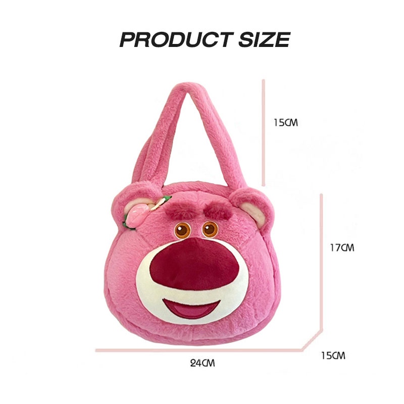 Yadou Túi Đeo Vai Bằng Cotton Mềm Họa Tiết Dâu Tây / Gấu Hoạt Hình Dễ Thương Hợp