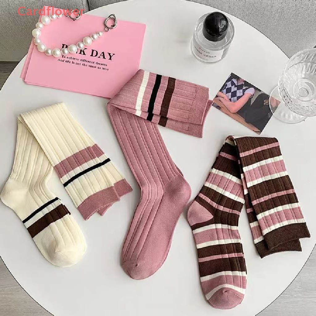 < Cardflower > Vớ Dài Qua Gối Mỏng Kẻ Sọc Nhiều Màu Sắc Ngọt Ngào Thoáng Khí Thoải Mái Mùa Hè Cho Nữ Sinh / Tiệc Sinh Viên / Tiệc Tùng Mới