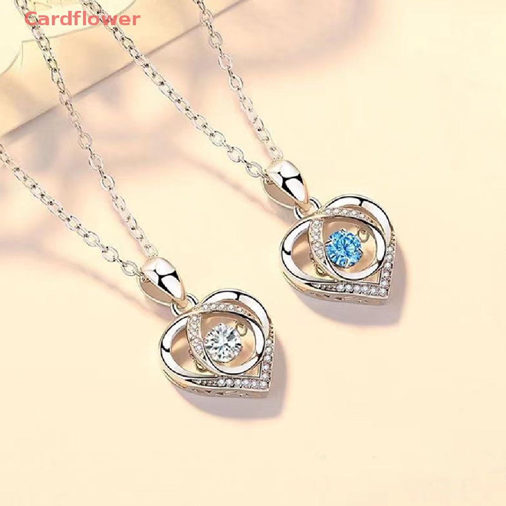 Vòng cổ Mặt Trái Tim Đính Đá Pha Lê Xanh Bằng Thép Không Gỉ Thời Trang Mới