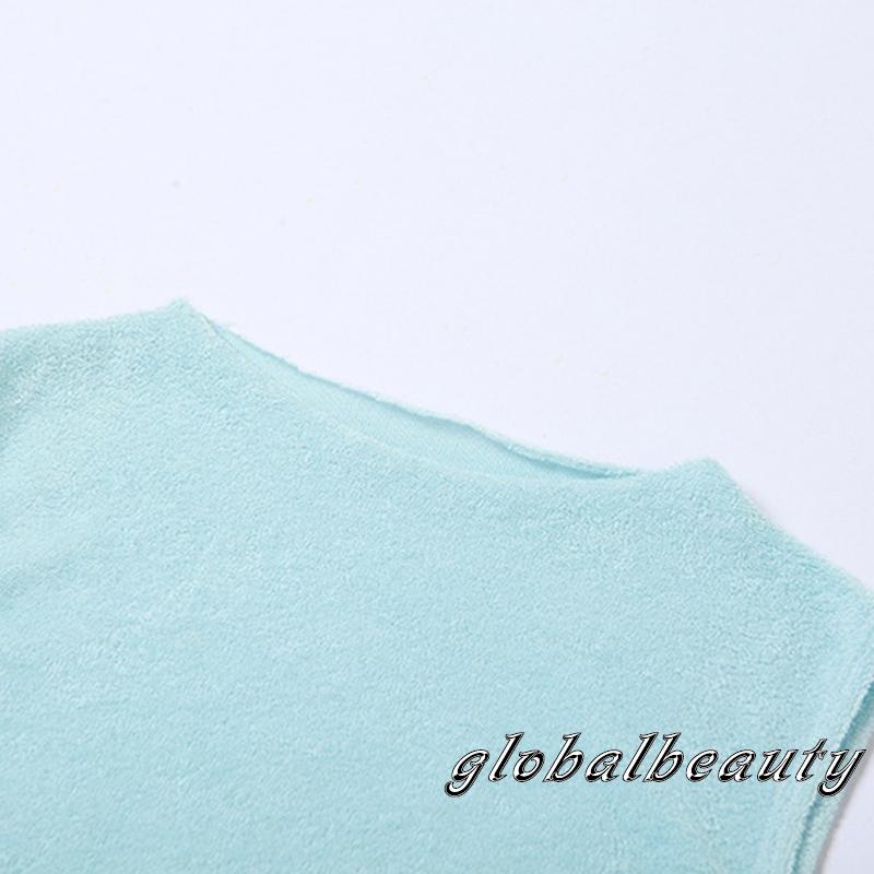 Áo Croptop Sát Nách Cổ Tròn Màu Sắc Đơn Giản Cho Nữ