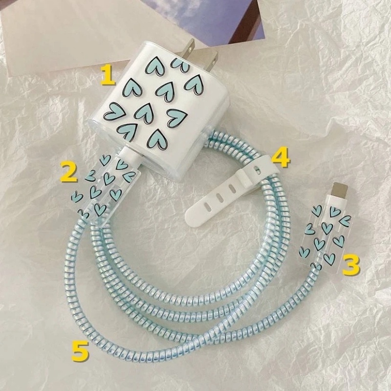 Dụng Cụ Quấn Dây Cáp Sạc USB Bằng Silicone Chống Bụi Hình Trái Tim / Bướm