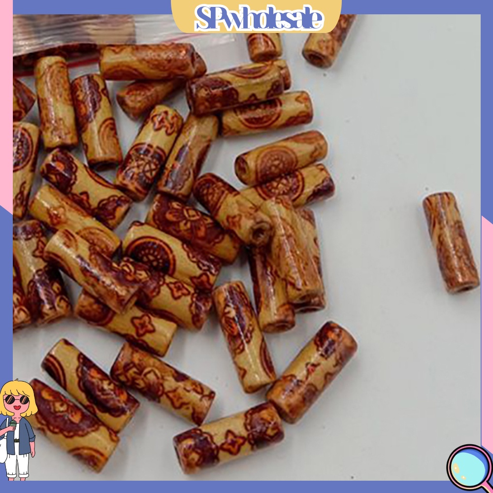 <SPwholesale> Set 100 Hạt Gỗ Họa Tiết Hỗn Hợp Làm Trang Sức Thủ Công DIY