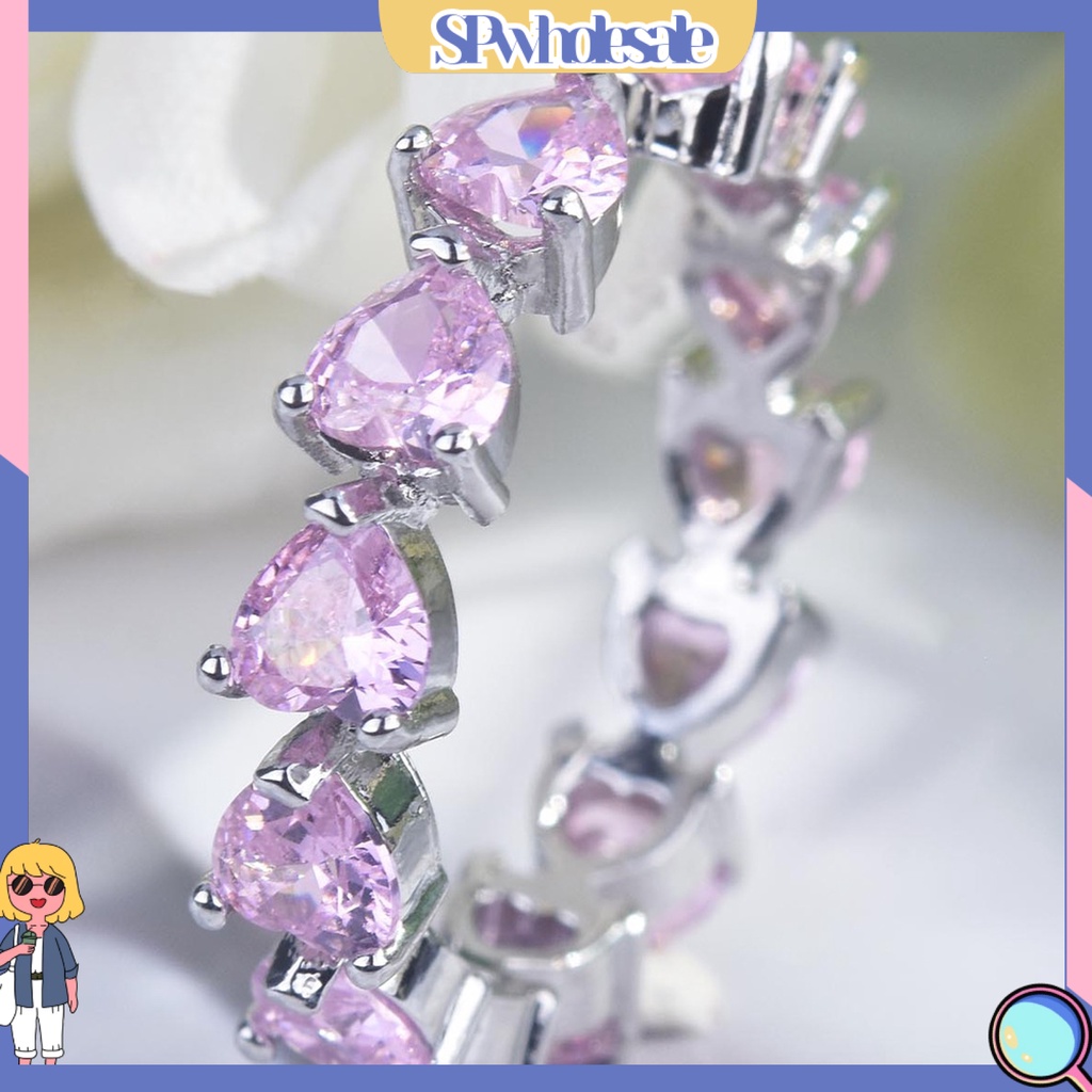 <SPwholesale> Nhẫn Đính Đá Hình Trái Tim Có Thể Điều Chỉnh Kích Thước Cho Nữ