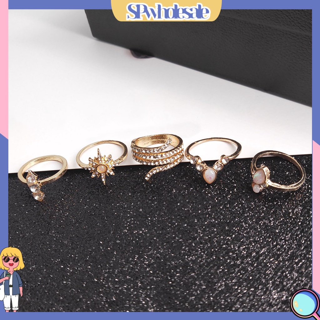 <SPwholesale> Set 17 Nhẫn Đeo Khớp Ngón Tay Đính Đá Phong Cách Vintage Cho Nữ