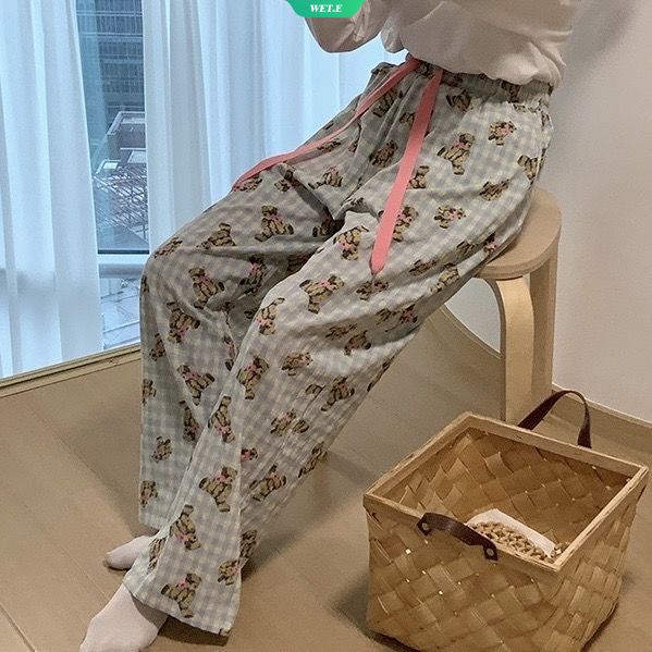 Quần Dài Dáng Rộng Họa Tiết Hoạt Hình Phong Cách Nhật Bản Thời Trang Xuân Thu Cho Nữ