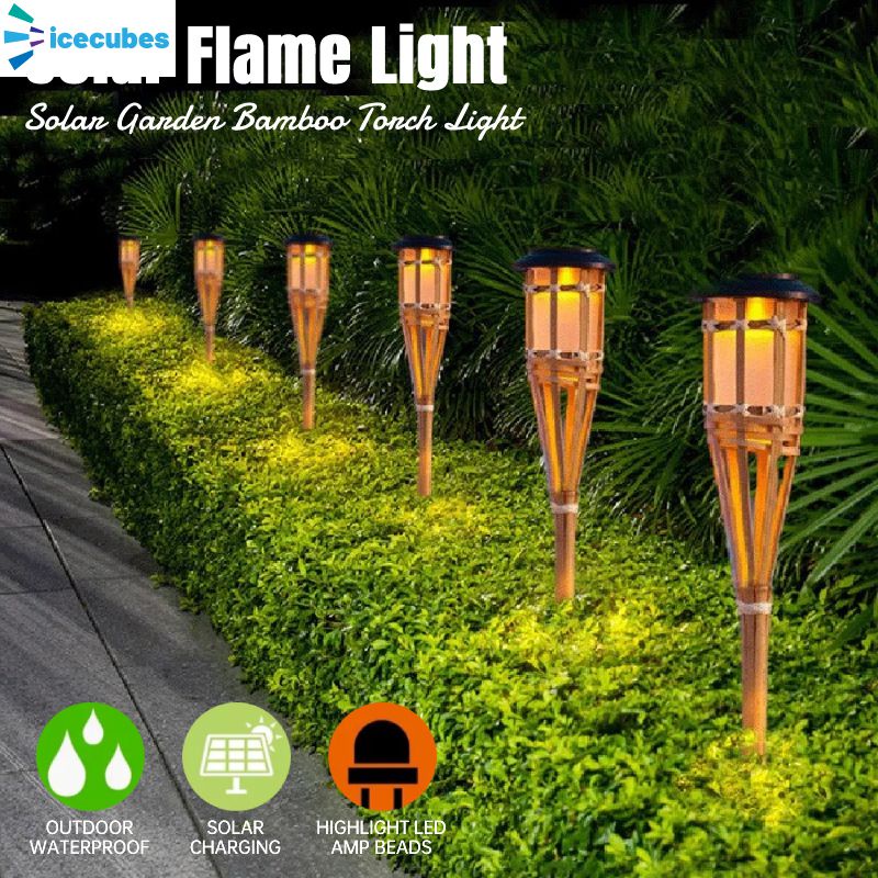 Đèn Led Sân Vườn Năng Lượng Mặt Trời Bằng Tre Đèn Bãi Cỏ Ngọn Lửa Đèn Ngọn Lửa Năng Lượng Mặt Trời Đèn Pin Bật/Tắt Tự Động Chống Nước Ngoài Trời Cho Hàng Rào Nhà Cửa Lối Đi