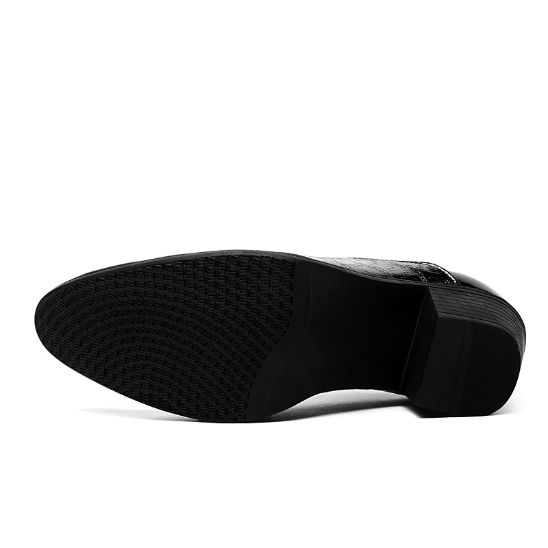 Giày Da Bóng Cao Gót / Giày Cao Gót Mũi Nhọn Có Đệm Nâng Chiều Cao Phong Cách Hàn Quốc Cho Nam