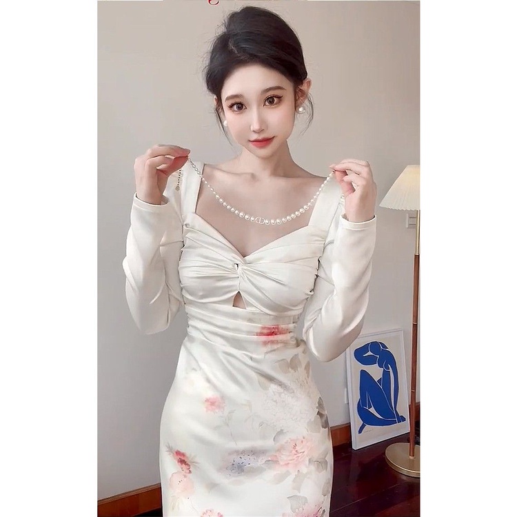 Đầm Dáng Dài plus Size Phong Cách Pháp Thời Trang Mùa Xuân Cho Nữ