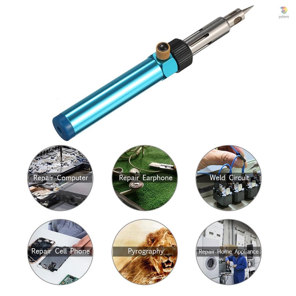 Mỏ Hàn Sắt Khí Butan Điều Chỉnh Được 2370°F Lò Xo Nhiệt Độ Cao Chuyên Dụng Cho Đốt Gỗ Điện Tử