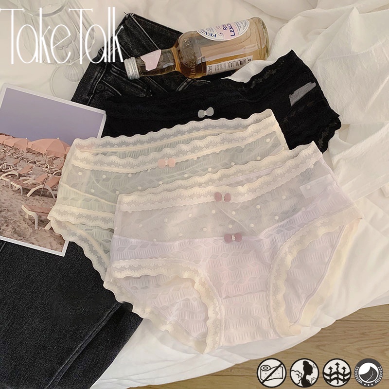Take Talk Quần Lót Lụa Phối Ren Không Đường May Quyến Rũ Cho Nữ