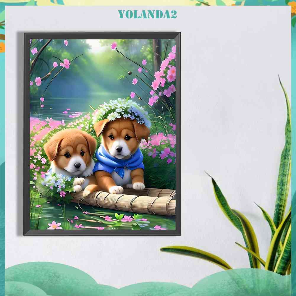 Tranh Đính Đá Kim Cương Toàn Bộ 5D DIY Hình Vẽ Chó Trang Trí Nhà Cửa