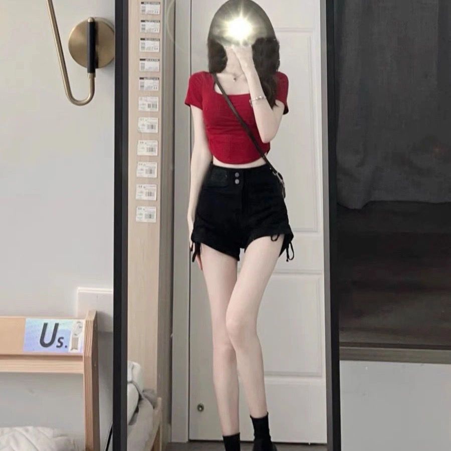 Bộ Áo Thun + Quần Short Phong Cách Thời Trang Hong Kong Chất Lượng Cao Phong Cách Đường Phố Cho Nữ