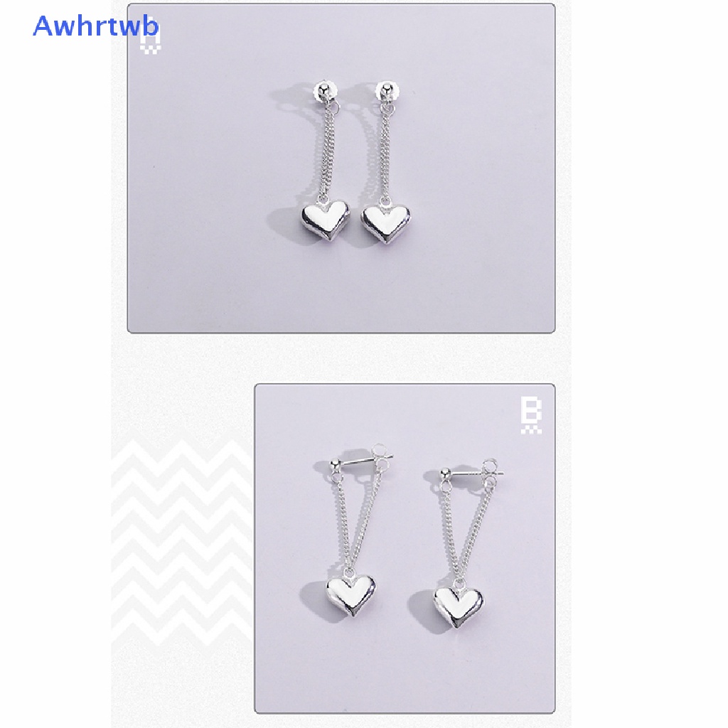 Bông Tai Bạc Hình Trái Tim Phối Tua Rua Phong Cách Cổ Điển Thời Trang Chống Dị Ứng Cho Nữ Mới