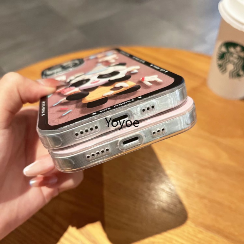 Ốp Điện Thoại Silicone Mềm Trong Suốt Chống Sốc In Hình Gấu Trúc Cho iPhone 14 13 12 11 Pro Max Plus 7 8 Plus SE