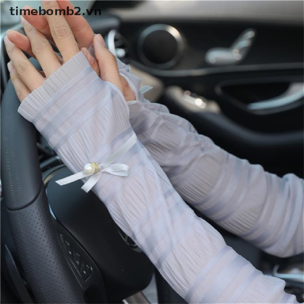{ # Găng Tay Dài Bằng Lụa Mát Chống Nắng Và Tia UV Thời Trang Mùa Hè