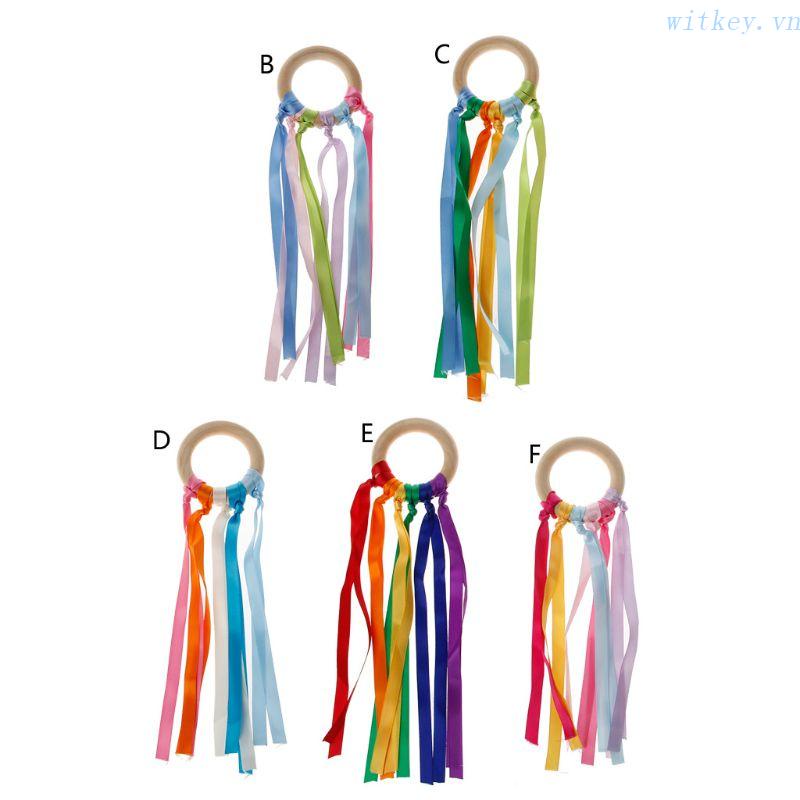 Đồ Chơi Treo Vòng Tròn Màu Cầu Vồng Phong Cách Boho Kích Thích Mọc Răng Cho Bé 0-12 Tháng Tuổi