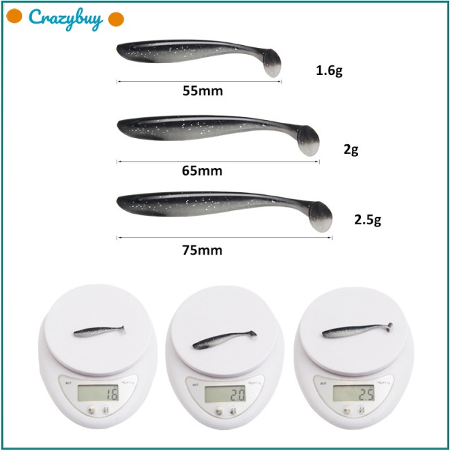 Cr Set 10 Mồi Câu Cá Mềm Mại Hình Chữ T 5.5cm / 1.6g Hai Màu Tiện Dụng