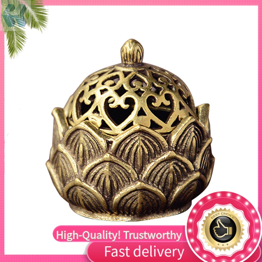 Đế Đốt Trầm Hương Bằng Đồng Hình Hoa Sen Nhỏ Cổ Điển Có Nắp Đậy Trang Trí Nhà Cửa