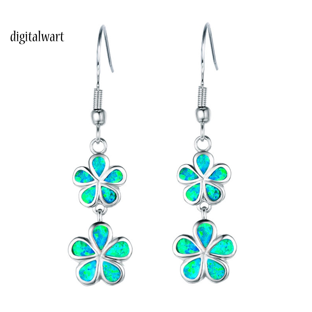 Kỹ Thuật Số| Đôi Khuyên Tai Dài Gắn Hoa Đá Opal Giả Thời Trang Cho Nữ