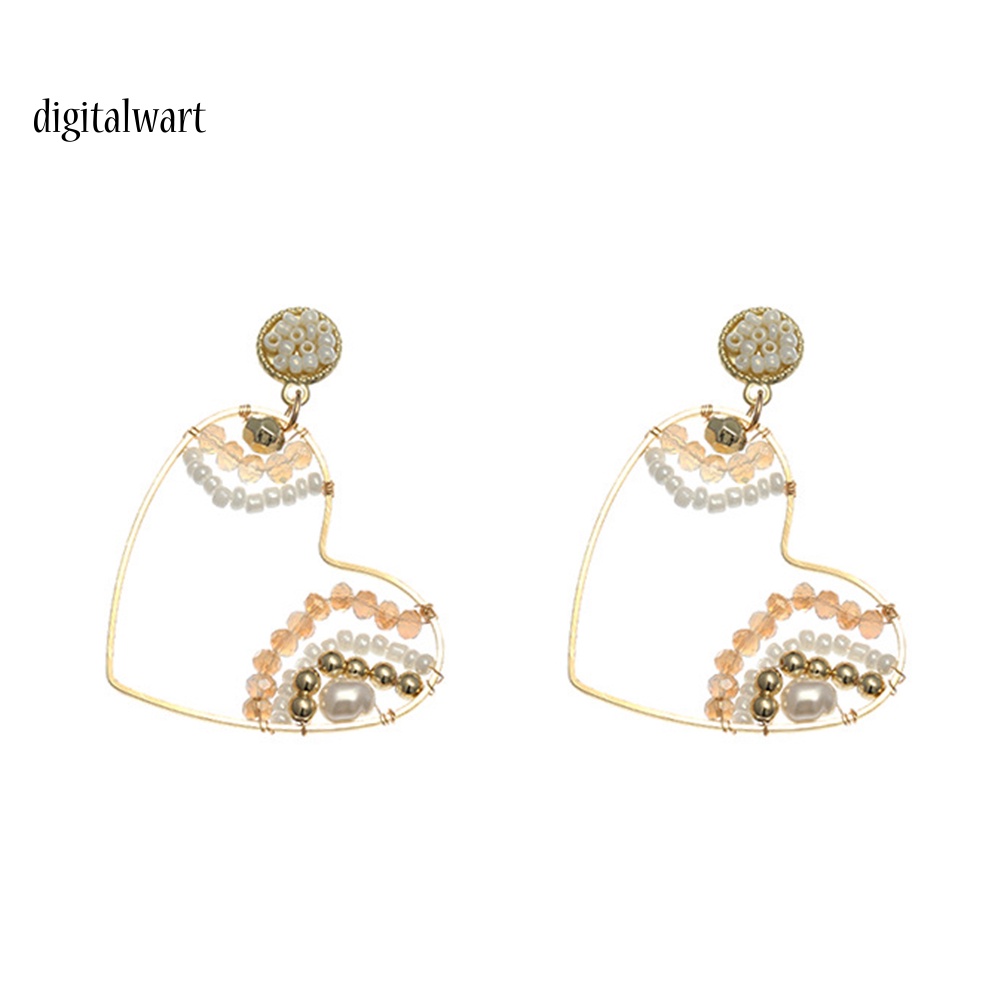 Kỹ Thuật Số| Khuyên Tai Trái Tim Đính Hạt Thời Trang Nữ Tính