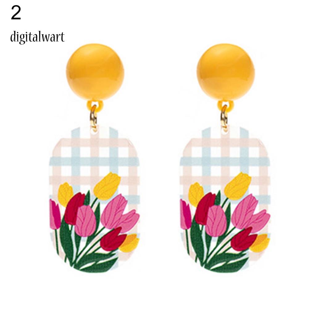 Kỹ Thuật Số| 1 Đôi Bông Tai Xỏ Lỗ Họa Tiết Hoa Dập Nổi Ba Chiều Màu Sắc Tươi Sáng Cho Nữ
