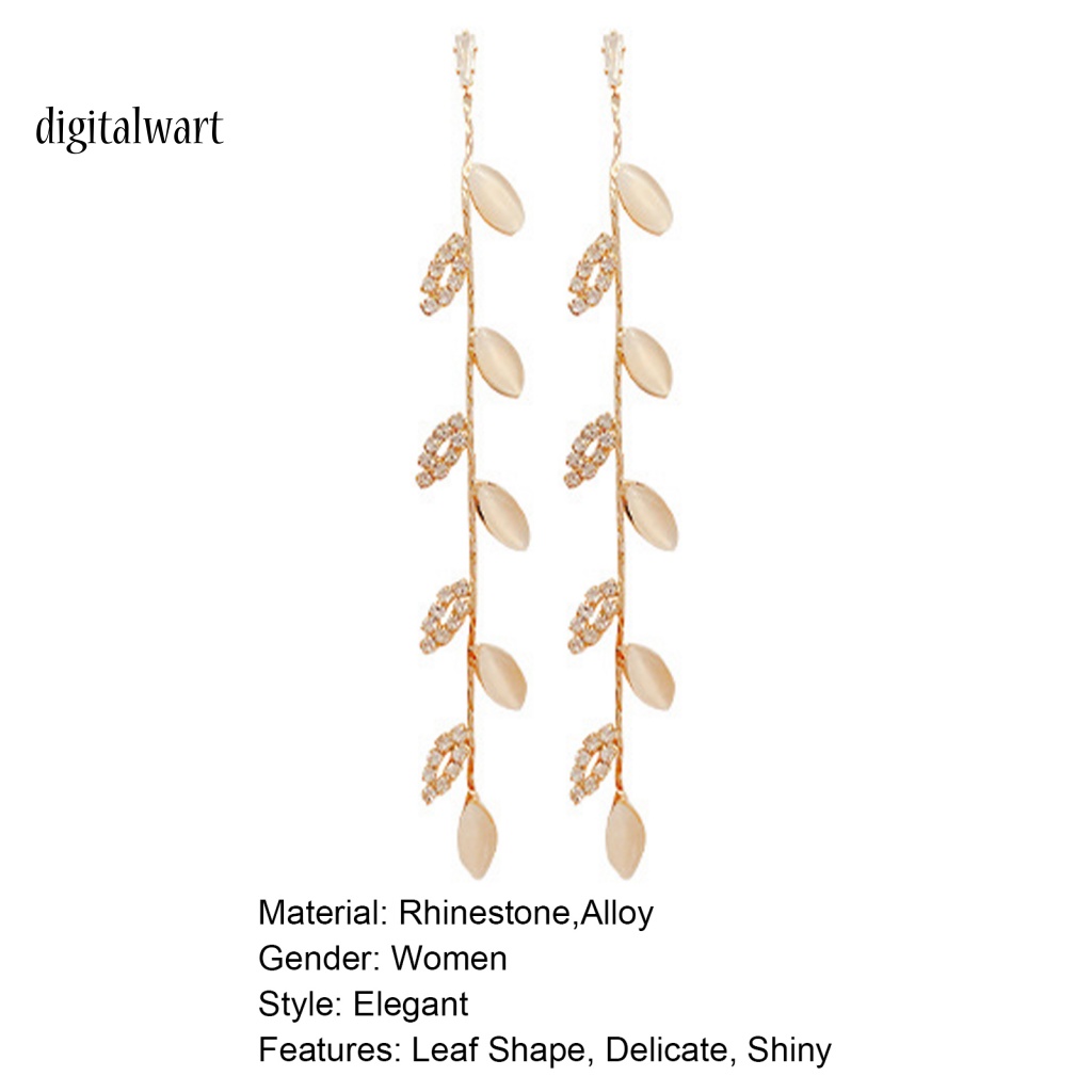 Kỹ Thuật Số| 1 Đôi Bông Tai Hình Chiếc Lá Đính Đá Lấp Lánh Dành Cho Nữ