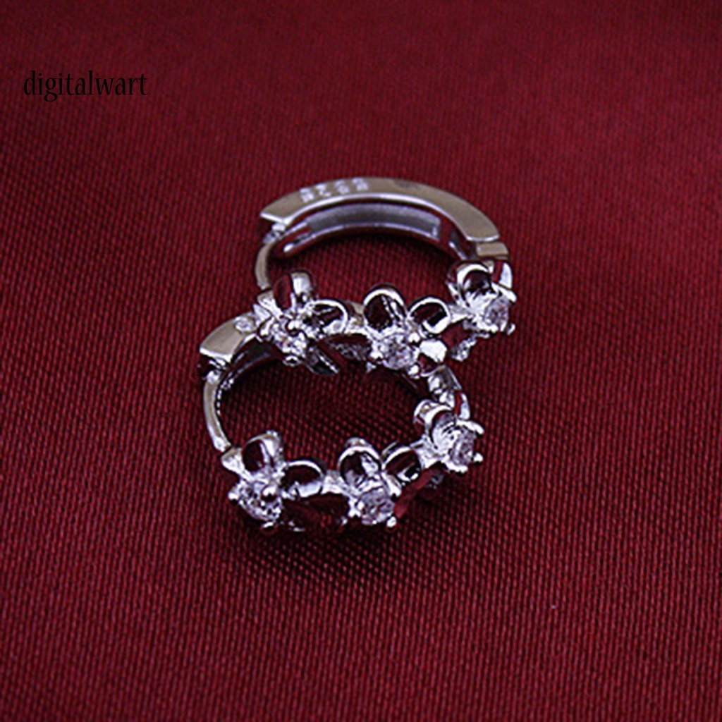 Kỹ Thuật Số| 1 Đôi Bông Tai Tròn Màu Trơn Hình Hoa Bằng Thép Không Gỉ Chống Dị Ứng Dành Cho Nữ