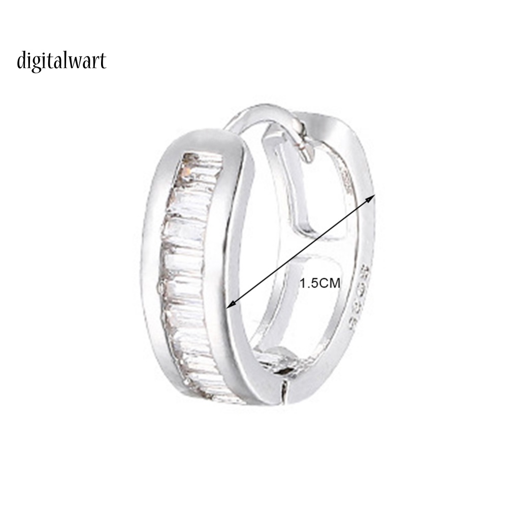 Kỹ Thuật Số| 1 Đôi Bông Tai Hình Tròn / Vuông Đính Đá Zircon Lấp Lánh Phong Cách Hàn Quốc Dành Cho Nữ