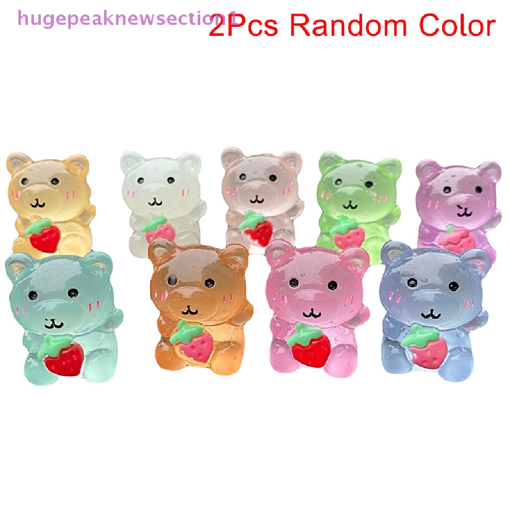 Set 1 2 Gấu Dâu Tây Hoạt Hình Phát Sáng Trang Trí Tiểu Cảnh