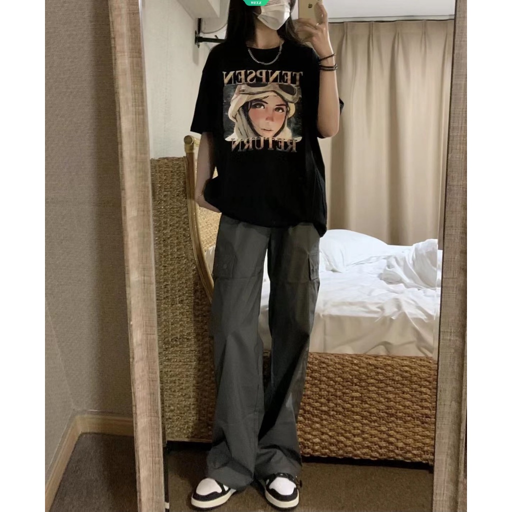 Áo Thun Tay Ngắn Dáng Rộng Chất Liệu Cotton Cao Cấp Thời Trang Mùa Hè Dành Cho Nữ