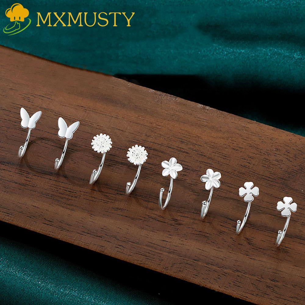 Bông Tai Xỏ Lỗ Bằng Hợp Kim Họa Tiết Bướm / Mặt Trăng Dễ Thương Dành Cho Nữ