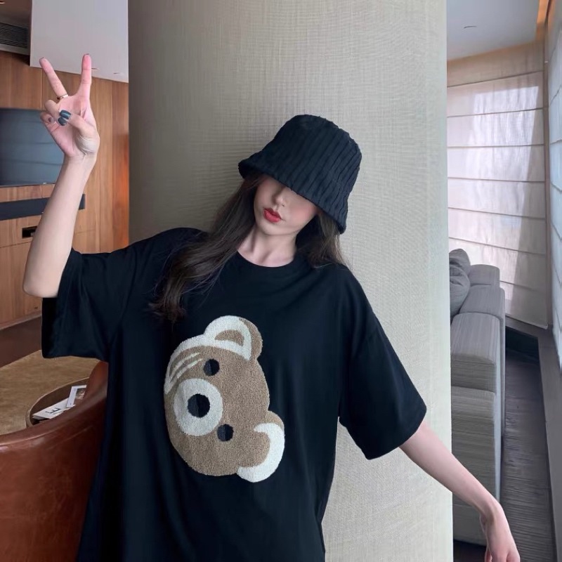 Áo phông 3158 studio1996  nam nữ form rộng chất cotton in hình gấu thêuu