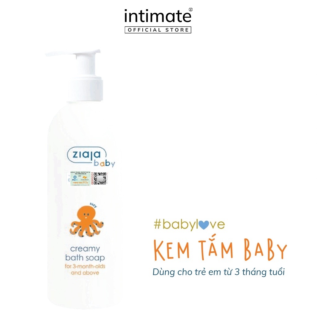 Tắm Gội 2in1 Cho Trẻ Từ 3 Tháng Tuổi ZIAJA Baby Creamy Bath Soap Giúp Dưỡng Ẩm, Làm Sạch Nhẹ Nhàng 300ml