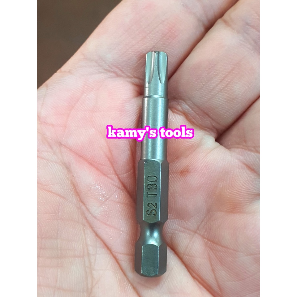 Mũi vít bông sao hoa thị đuôi lục giác 1/4 inch dài 50mm thép S2 T10 T15 T20 T25 T27 T30 T40