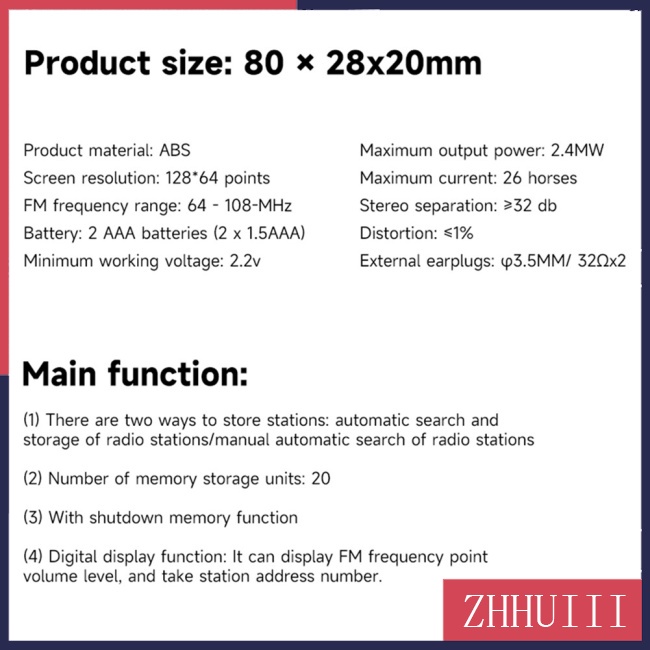 Radio FM 64-108Mhz Bỏ Túi Có Màn Hình Lcd Và Tai Nghe 3.5mm