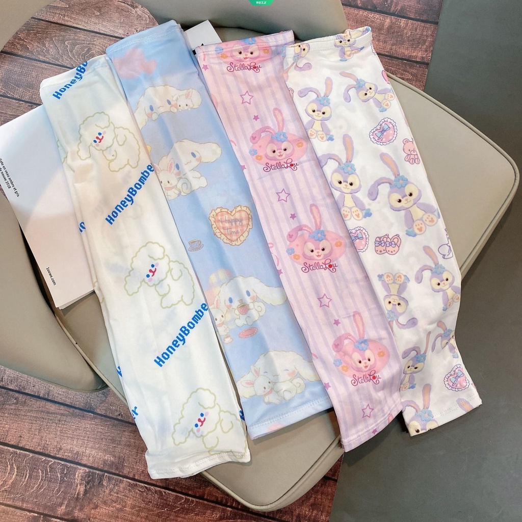 Găng Tay Chống Nắng Tia UV Bằng Lụa Lạnh In Họa Tiết Hoạt Hình Cinnamoroll Dễ Thương Thời Trang Mùa Hè 2023 Cho Nữ