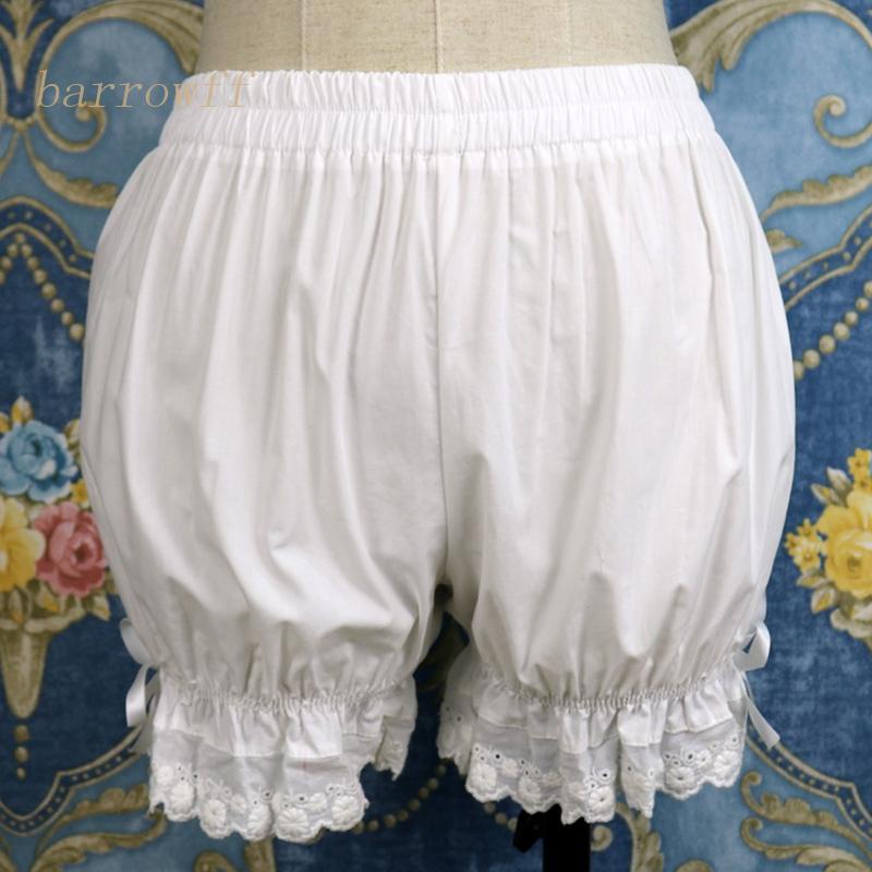 Brroa Quần Ngủ Cotton Phối Ren Hoa Diềm Xếp Nếp Thắt Nơ Phong Cách Gothic Mặc Mùa Hè Cho Nữ