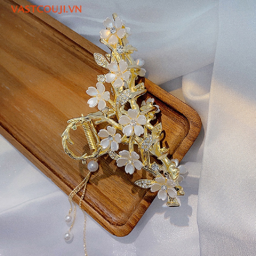 1 Kẹp Tóc Tua Rua Đính Ngọc Trai Phong Cách Hàn Quốc