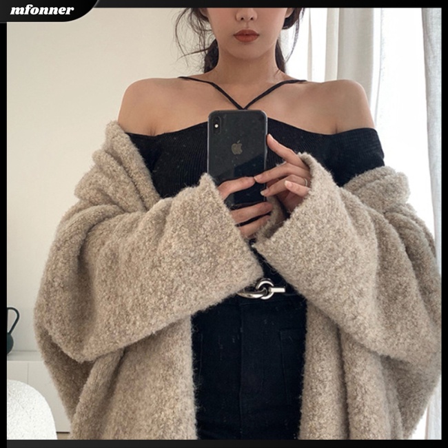 Áo Sweater Dệt Kim Trễ Vai Dài Tay Ôm Dáng Gợi Cảm Cho Nữ