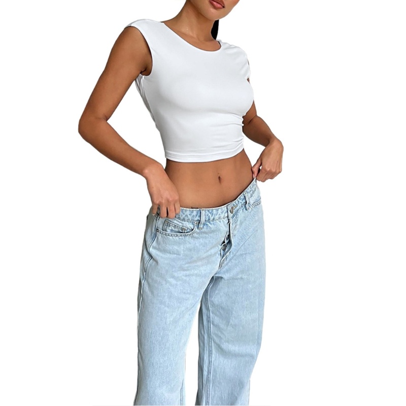 Áo Thun Croptop Hở Lưng Màu Trơn Dáng Ôm Quyến Rũ Cho Nữ