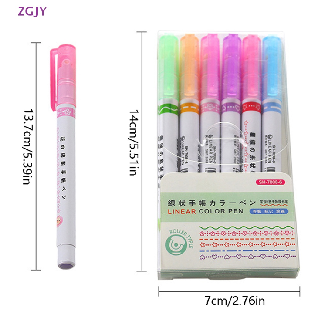 Bút Đánh Dấu Đường Cong 6 Màu Pastel Trang Trí Nghệ Thuật Cho Vẽ