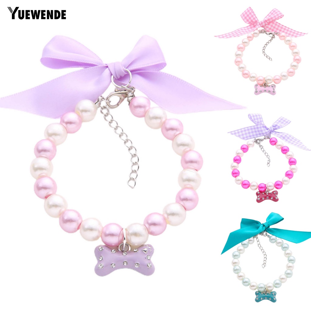 Vòng Cổ Ngọc Trai Giả Thắt Nơ Thời Trang Dành Cho Thú Cưng