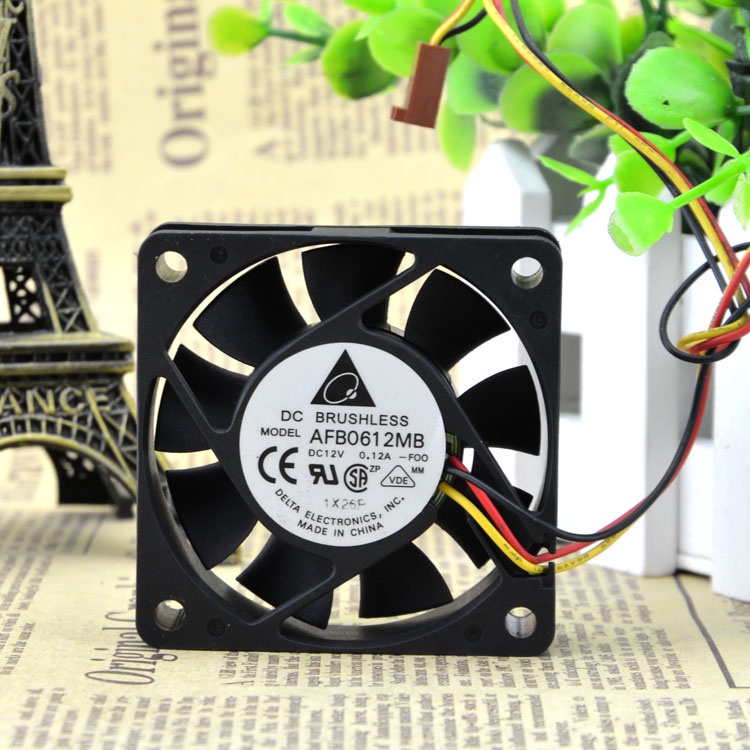 Quạt thông gió , Delta 6015 12V 0.12A 6CM 6CM Máy tính CPU 3 dây với quạt tản nhiệt, AFB0612MB